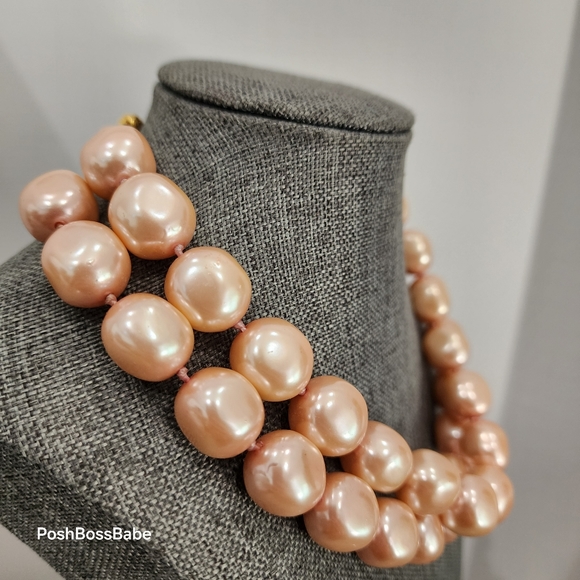 Vintage Hand-Knotted Double Strand Faux Pearl Necklace - 18" - Picture 8 of 13